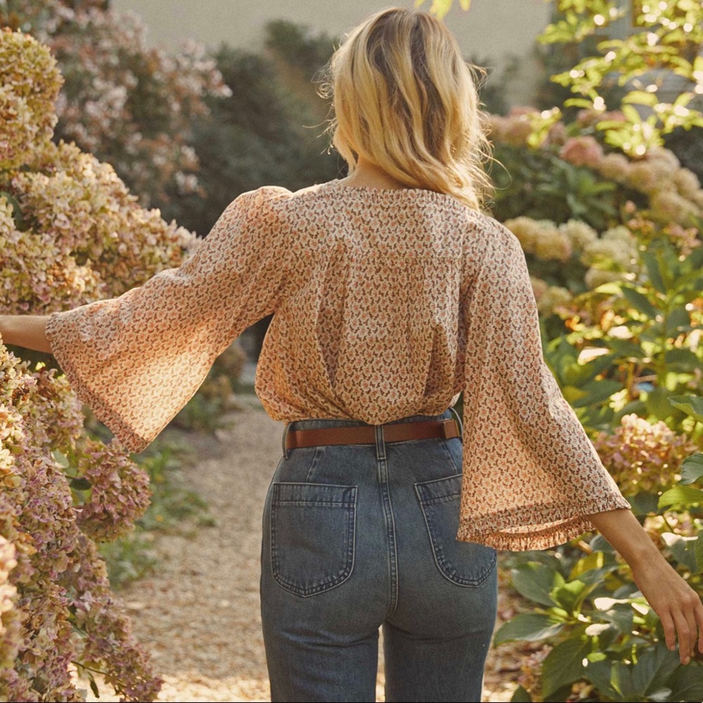 DÔEN Lunaria Top in Cream Winter Ditsy size Small BNWT